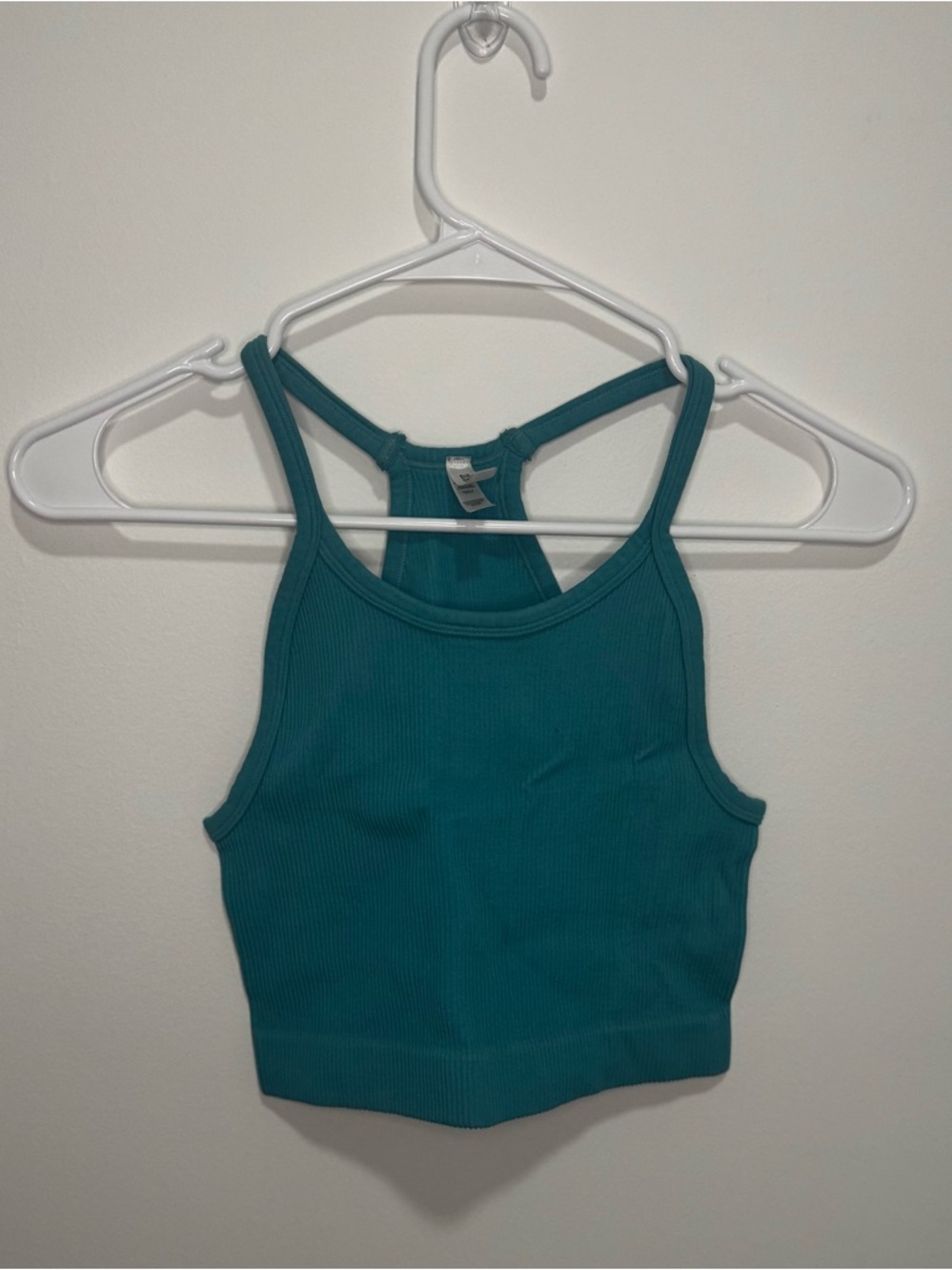 Zenana Outfitters Turquoise Ribbed Racerback Crop Tank